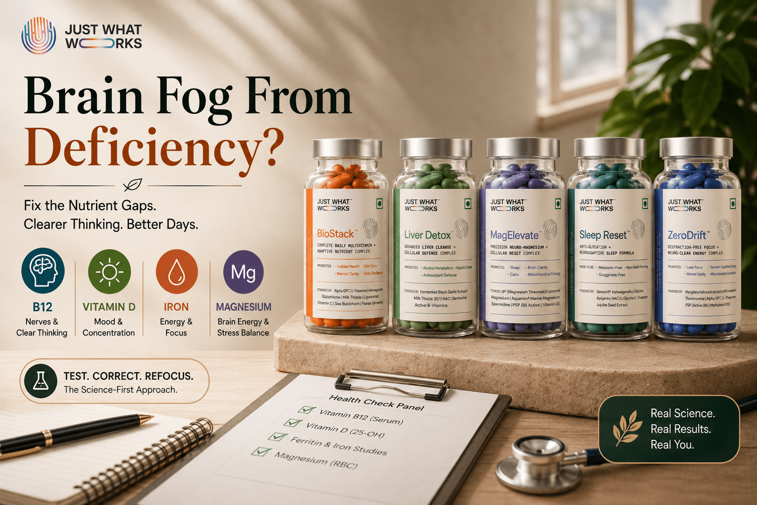 Brain Fog from Deficiency: B12, Vitamin D, Iron and Magnesium in India - Just What Works™