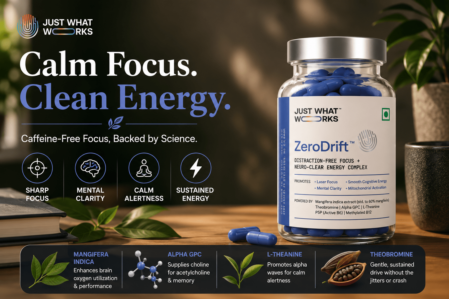 Without Caffeine: The Science of Calm Alertness - Just What Works™