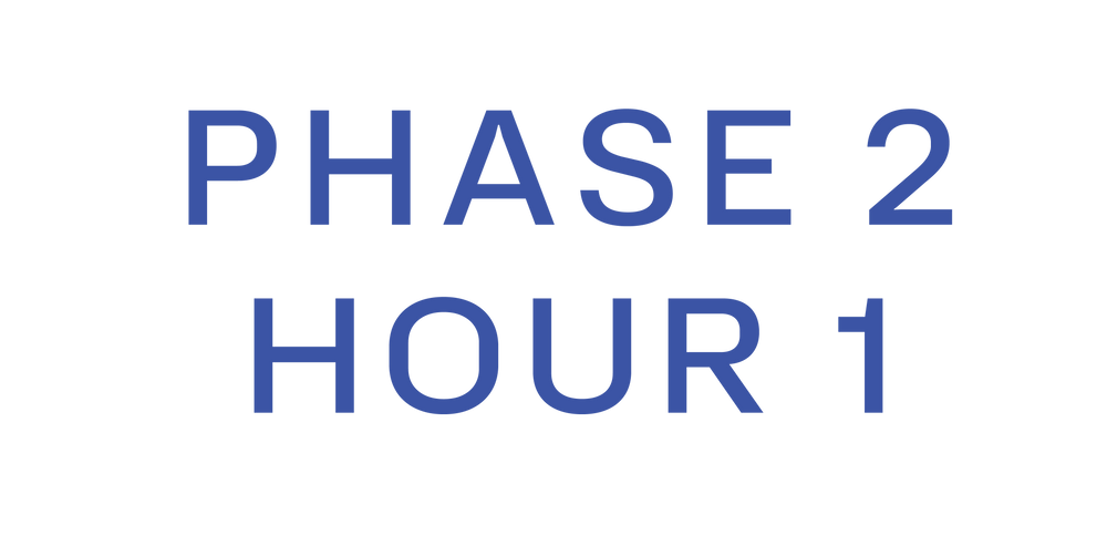 Text 'PHASE 2 HOUR 1' in blue on a white background