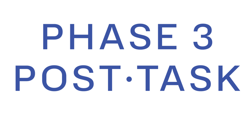 Text 'PHASE 3 POST TASK' in blue on a white background