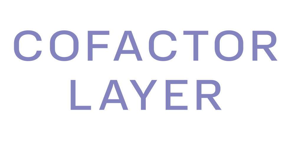Text 'COFACTOR LAYER' in purple on a white background