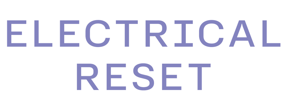 Text 'ELECTRICAL RESET' in purple on a white background