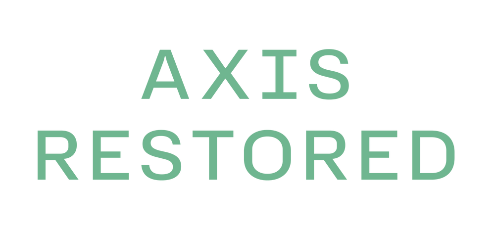 Text 'AXIS RESTORED' in green on a white background