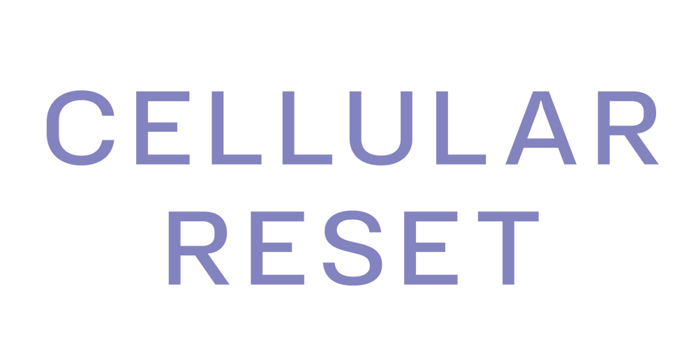 Text 'CELLULAR RESET' in purple on a white background