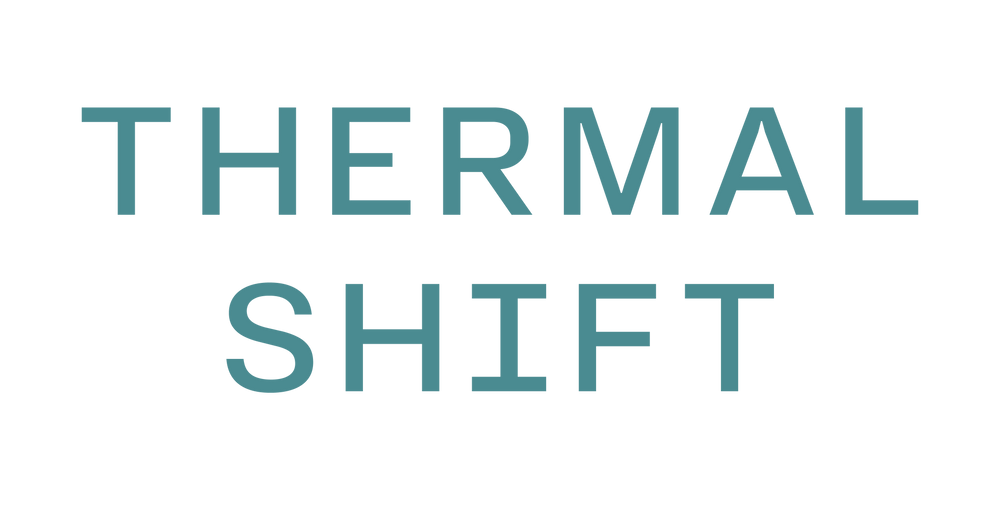Text 'THERMAL SHIFT' in teal color on a white background