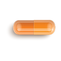 Orange capsule-shaped object on a white background

